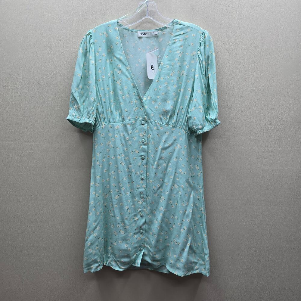 Elodie Floral Fit & Flare Shirt Dress Tunic Cottagecore Mint Green Size Large